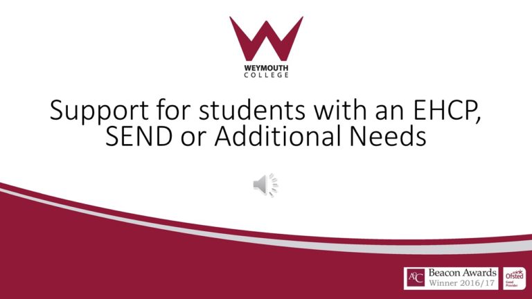 Support for students with an EHCP, SEND with Images - Weymouth College